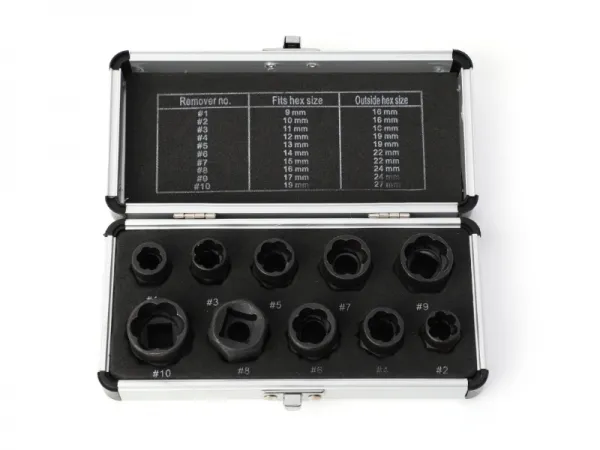 Juego de extractores de tuercas peladas de 10 piezas