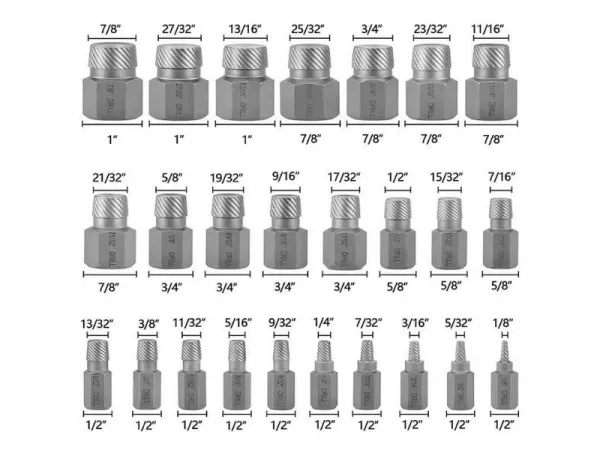 Juego de removedor de tornillos y tuercas dañadas de 25 piezas