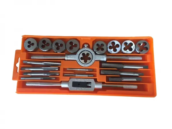 Juego de machos, matrices y taladros métricos de 20 piezas