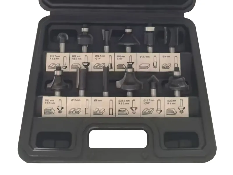 Juego de brocas enrutadoras de 12 piezas (acabado negro)